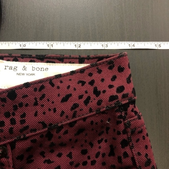 Rag & Bone Maroon Cheetah High Rise Flare Jeans 25 - Picture 5 of 8